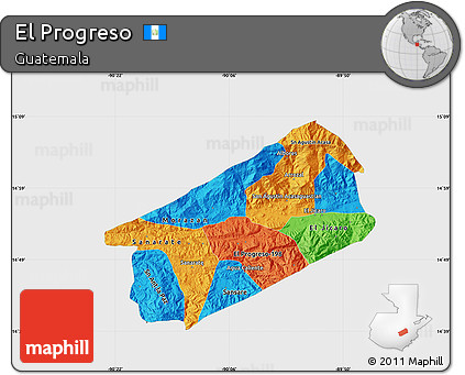 Political Map of El Progreso, single color outside