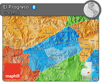 Political Shades Map of El Progreso