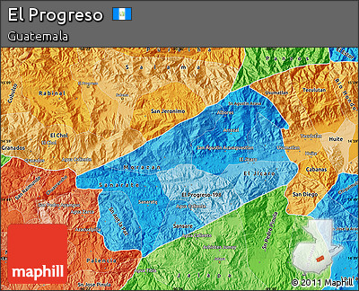 Political Shades Map of El Progreso