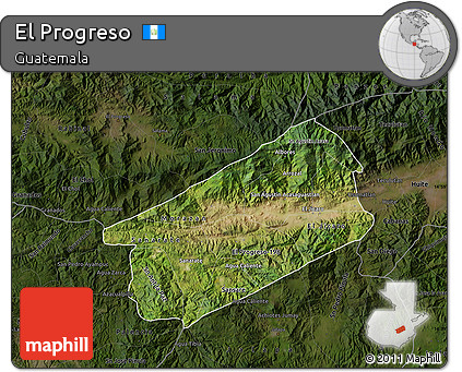 Satellite Map of El Progreso, darken