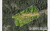 Satellite Map of El Progreso, darken, semi-desaturated