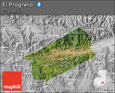 Satellite Map of El Progreso, lighten, desaturated