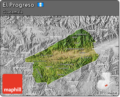 Satellite Map of El Progreso, lighten, desaturated