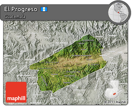 Satellite Map of El Progreso, lighten, semi-desaturated