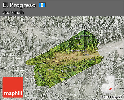 Satellite Map of El Progreso, lighten, semi-desaturated