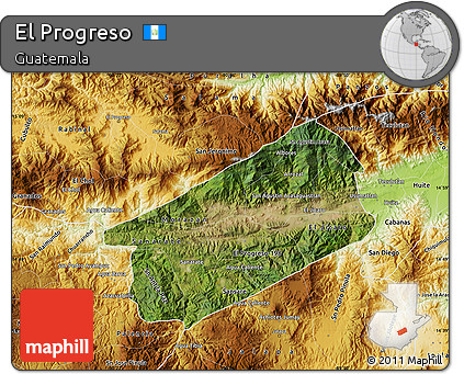 Satellite Map of El Progreso, physical outside