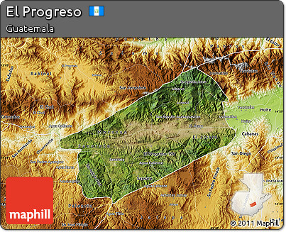 Satellite Map of El Progreso, physical outside