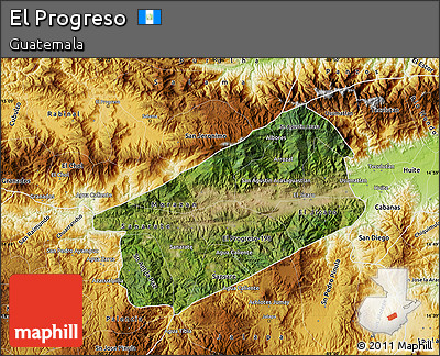 Satellite Map of El Progreso, physical outside