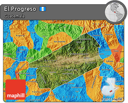 Satellite Map of El Progreso, political outside