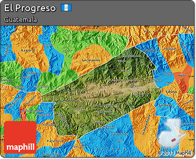 Satellite Map of El Progreso, political outside