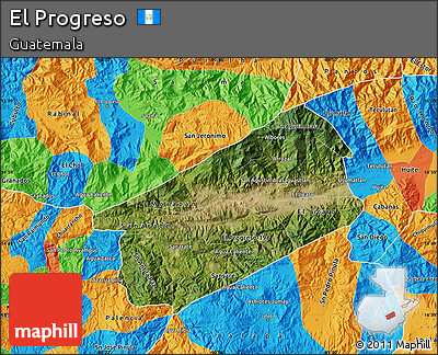 Satellite Map of El Progreso, political outside