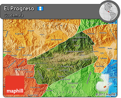Satellite Map of El Progreso, political shades outside