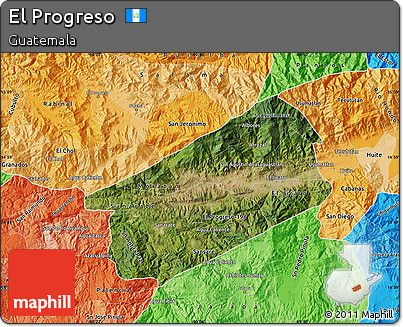 Satellite Map of El Progreso, political shades outside