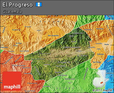 Satellite Map of El Progreso, political shades outside