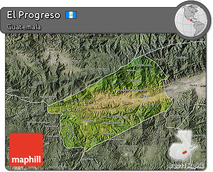 Satellite Map of El Progreso, semi-desaturated