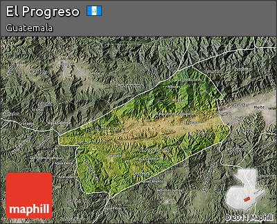 Satellite Map of El Progreso, semi-desaturated