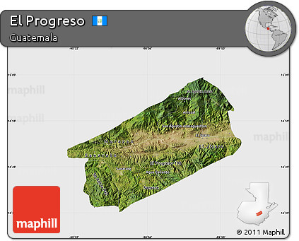 Satellite Map of El Progreso, single color outside