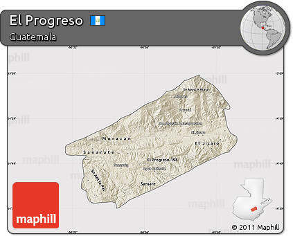 Shaded Relief Map of El Progreso, cropped outside