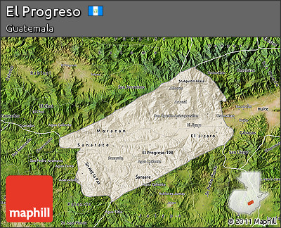 Shaded Relief Map of El Progreso, satellite outside