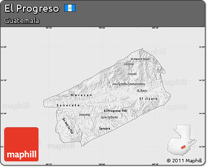Silver Style Map of El Progreso, single color outside