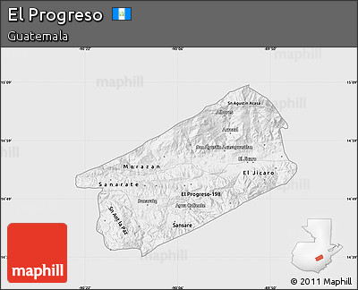 Silver Style Map of El Progreso, single color outside