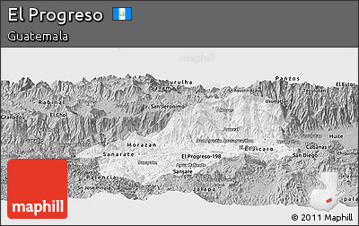 Gray Panoramic Map of El Progreso
