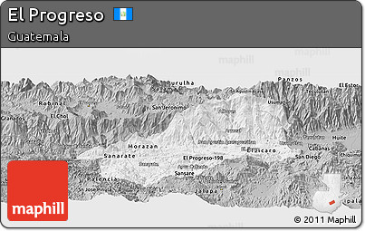 Gray Panoramic Map of El Progreso