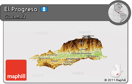 Physical Panoramic Map of El Progreso, cropped outside