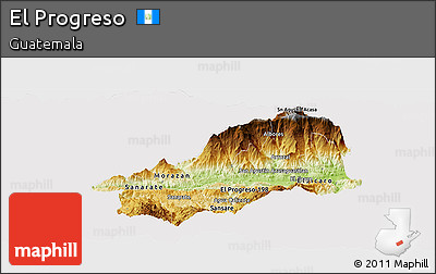 Physical Panoramic Map of El Progreso, cropped outside