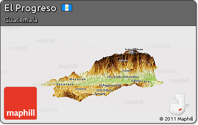Physical Panoramic Map of El Progreso, cropped outside