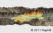 Physical Panoramic Map of El Progreso, darken, semi-desaturated