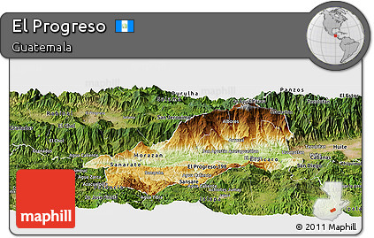 Physical Panoramic Map of El Progreso, satellite outside
