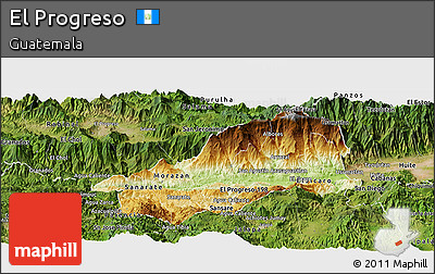 Physical Panoramic Map of El Progreso, satellite outside