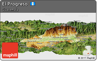 Physical Panoramic Map of El Progreso, satellite outside