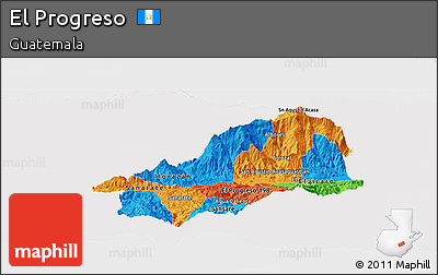 Political Panoramic Map of El Progreso, cropped outside