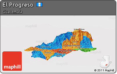 Political Panoramic Map of El Progreso, cropped outside