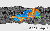 Political Panoramic Map of El Progreso, darken, desaturated