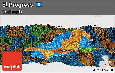 Political Panoramic Map of El Progreso, darken
