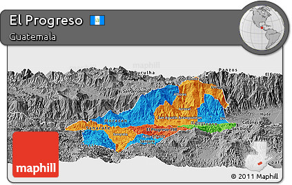 Political Panoramic Map of El Progreso, desaturated