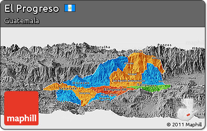 Political Panoramic Map of El Progreso, desaturated