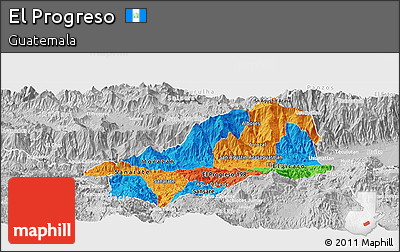 Political Panoramic Map of El Progreso, lighten, desaturated