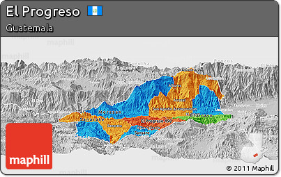 Political Panoramic Map of El Progreso, lighten, desaturated