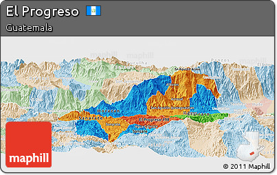 Political Panoramic Map of El Progreso, lighten