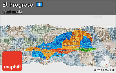 Political Panoramic Map of El Progreso, lighten, semi-desaturated