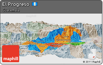 Political Panoramic Map of El Progreso, lighten, semi-desaturated