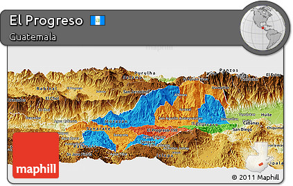 Political Panoramic Map of El Progreso, physical outside