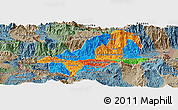 Political Panoramic Map of El Progreso, semi-desaturated