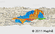 Political Panoramic Map of El Progreso, shaded relief outside