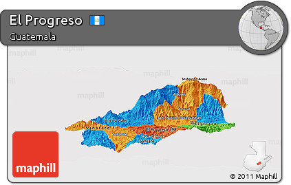 Political Panoramic Map of El Progreso, single color outside