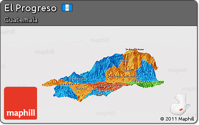 Political Panoramic Map of El Progreso, single color outside